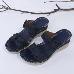 naiste kingad suvised retro rooma sandaalid naistele PU vabaaja lillega sandaalid sussid naiste platvormsussid 35