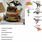 Dinosaurusepargi teemaline koogikaunistus Tyrannosaurus Rex 3D kaunistused meeste esimeseks s&uuml;nnip&auml;evaks metsa magustoidulaua aksessuaarid