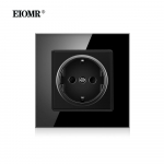 EIOMR EL Must puutetundlik valgustusl&uuml;liti USB-seinapistikuga Seina LED-l&uuml;litid 1/2 nuppu Kristallklaaspaneel Sinine taustvalgustus Seinal&uuml;liti No USB Single Socket