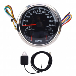 110mm GPS-spidomeeter 0 kuni 200KM H Multifunktsionaalne 0 kuni 8000RPM T&uuml;hik&auml;igup&ouml;&ouml;rm&otilde;&otilde;tur E 1 4 1 2 3 4 F K&uuml;tusetaseme n&auml;idik suunatuledega Black Dial Silver Bezel CXA097