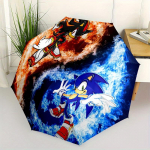 Sonic the Hedgehog Shadow Sinine & Punane Leek Kunstitr&uuml;kk Plakat Seinakujundus Vihmavari, Kaasaskantav 3-kordne Kompaktne Vihmavari Meestele ja Naistele,S235