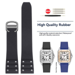 Kvaliteetne kummist kellarihm Cartier Santos Strap Santos 100 seeria jaoks Must Sinine Veekindel K&auml;ev&otilde;ru Kokkupandava pandlaga Rihm 21mm 21mm-width gray