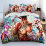 Street Fighter Retro M&auml;ngija Voodipesu Komplekt &Uuml;he Twin T&auml;is Queen King Suuruses Pol&uuml;ester Tekikott Tekk Tekikoti Komplekt EU Single(135*200cm)3pcs