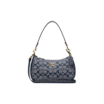 Coach Teri 25 Klassikaline Monogramm T&otilde;mblukuga Sulgemine Chambray Kangast ja Nahast Kotti Naiste Kotti teksasinine CH139-IMDEI Basic Set (Bag+Dust Bag)