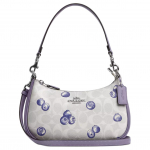 Coach Teri 24 Sinikate Prindiga Signature Kaetud L&otilde;uendist ja Sileda Nahast &Otilde;lakott Keskmine Naiste &otilde;lakott H&otilde;bedane Kriidivalge Helelilla CR292-SVWPY Basic Set (Bag+Dust Bag)