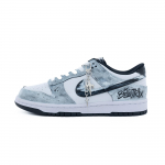Nike Dunk Moonlight Graffiti Leather Abrasion Resistant Slip Resistant Low top Skateboard Shoes Unisex Black White HF5441-100(Team240-) 39