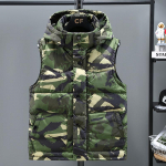 Suurused Meeste Varrukateta Jakk Talvine Uus Vabaaja Kapuutsiga Puuvillane Polsterdatud Varrukateta Vest Mees Soe Camouflage Spordivestid S roheline