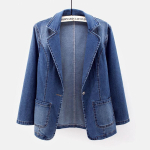Naiste Kitsa L&otilde;ikega Denim Jakk, &Uuml;likonna Krae, &Uuml;hev&auml;rviline, &Uuml;he N&ouml;&ouml;biga Kardigan Kevadeks ja S&uuml;giseks. Trendikas ja &scaron;ikk pluus. 3XL (recommended weight 60-65 kg) gray