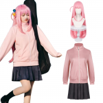 Goto Hitori Cosplay Kost&uuml;&uuml;m Paruka ja Guitar Hero Bocchi the Rock Cosplay T&auml;iskomplektiga T&auml;iskasvanute Kost&uuml;&uuml;m Peokleit Koolifestival Hitori koos [Kamihei