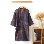 Tr&uuml;kitud hommikumantel meestele puuvillast kimono meeste hommikumantel kevadeks ja suveks s&uuml;giseks puuvillast pika stiiliga meeste kimono hommikumantel M oranž