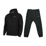 Nike logo tikitud n&ouml;&ouml;riga kapuutsiga treeningfliis sirgete p&uuml;kstega vabaaja spordikomplekt mees dressipluus, p&uuml;ksid must 916271-010+716831-010 M black