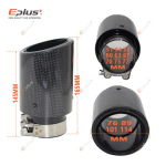 Car Matte Carbon Fiber Muffler Tip Exhaust System Pipe Mufflers Nozzle Universal rolled edge Stainless steel Black 54mm-89mm black