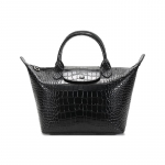 Longchamp Le Pliage Cuir 25 L&uuml;hikese k&auml;epidemega Krokodillimustriga Nahast Pelmeenikujuline Kott Naiste K&auml;ekotid Must 1512HVC001 Basic Set (Bag+Dust Bag)