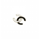 CHANEL Must ja Valge Panda Topelt C Logo Metallist Rinnam&auml;rk Unisex Paaristiil Valge valge