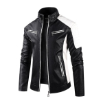 Uus kevadine Rock meeste nahkjakk Moodne linna sobivus Seisukrae Vabaaja PU-nahkjakk 4XL black