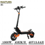 MAXTURN X1 45KM/H Elektriroller 1000W Mootor 48V15.6AH Aku 10-tollised Maastikurehvid Kokkupandav E-roller X1-45KM/H must