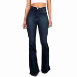 Naiste mood Vintage Juunioride Bell Bottom P&uuml;ksid K&otilde;rge v&ouml;&ouml;kohaga Liibuvad Denim Teksad Pliiatsip&uuml;ksid S sinine