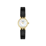 TISSOT T-Trend seeria kvartsmehhanismiga moodne ja elegantne naiste k&auml;ekell valge sihverplaadi ja kullatud roostevabast terasest korpusega, nahkrihm T058.009.66.116.01 kuld