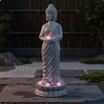 P&auml;ikesej&otilde;ul t&ouml;&ouml;tav Buddha kuju Ilmastikukindel Rahulik Aialamp Ilmastikukindel Dekoratsioon Cement Standing Buddha black