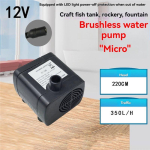A25F-JT-180 P&auml;ikesev&auml;eliste Purskkaevude jaoks DC 12V Mini Harjadeta Sukelpump 350L/H Vaikne Veeringlus Akvaariumidele must