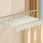 Libisemiskindlad plastikklippidega riidepuud p&uuml;kstele ja seelikutele, Tugevad riidepuud reguleeritavate klambritega (Saadaval 5/10 pakki) 5PCS valge