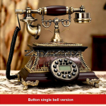 Vintage p&ouml;&ouml;rleva kettavalimiskettaga telefon T&auml;ispuidust lauatelefon Klassikaline vana stiili nupukettaga telefon kaunistamiseks