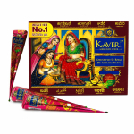 Kaveri Looduslik Henna Mehandi Koonus Pakk 3 tk X 12 Koonust K&auml;tele Ja Juustele Orgaaniline Rajasthani Tume Pruun Taimne Pasta Pulma&uuml;rituseks yellow