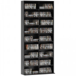 Hoiuriiul 640 CD-le, Blu-ray riiul 18 sektsiooni ja 14 reguleeritava riiuliga, Must 78.5 x 24 x 175 cm must