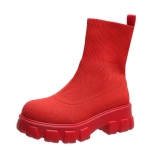 Naiste kevad-s&uuml;gisesed hingavad slip-on pahkluusaapad elastse platvormiga k&otilde;rgekontsaga elegantsed kingad 42 punane