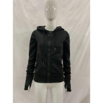 Kitsa l&otilde;ikega kapuutsiga lukuga dressipluus p&ouml;idlaavaga varrukatega &Uuml;hev&auml;rviline Streetwear Unisex Small must