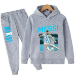 S&uuml;gise Jalgpalli&auml;ss Messi 3-12A Laste Kapuutsiga Dressid P&uuml;ksid Komplekt 2 tk Komplektid Lapsed Poiss T&uuml;druk R&otilde;ivad Vabaaja Mood Treening&uuml;likonnad 130 gray