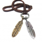 Lahe Unisex Vintage Charms Choker 2 Wings Feather Pendant Nahast pikk kaelakee