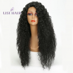 Missqueen pikkade lokkis juustega juuste parukas afroameerika soeng s&uuml;nteetilisest juustest parukad naisele must naturaalne