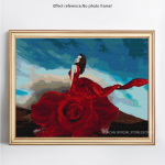 Teemantmaaling Kaunitar Punane Pulmakleit Portree Teemantmosaiik Teemanttikandid 20X30CM