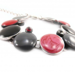 NOA [J4215] - Bracelet Cr&eacute;ateur 'Coloriage' rouge gris punane