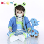 KEIUMI kuum m&uuml;&uuml;k Reborn Baby Doll Pehmest silikoonriidest keha Realistlik moodne nukk vasts&uuml;ndinud m&auml;nguasi kaelkirjakuga lastele s&uuml;nnip&auml;evakingitused 18 inch pruun