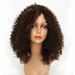 LISI HAIR Afro Women Mood l&uuml;hike lokkis parukas s&uuml;nteetilisest kiust blond, lokkis parukas naistele pruun