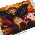 5D teemantmaaling &ouml;&ouml;kull t&auml;ispuur ruudukujuline teemanttikandi m&uuml;&uuml;k loomade mosaiik Halloweeni kaunistus Full Round 20X30CM
