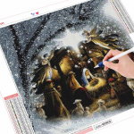 5D teemanttikandid Jeesuse s&uuml;nd Ristpistes K&auml;sit&ouml;&ouml; Teemantmaal Religioon Pilt kivikivist kodukaunistusest Full Round （30x30CM）