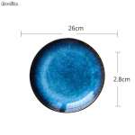 Jaapani ahi, sinine madal taldrik, lame taldrik, &uuml;mmargune kandik liharoog, taldrik pastaroog kodune s&ouml;&ouml;gin&otilde;u D