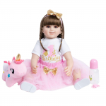 BZDOLL 60 cm Reborn v&auml;ikelapse nuku riidest keha, 24-tolline pehme vin&uuml;&uuml;list j&auml;semed Printsessinukud t&uuml;drukutele s&uuml;nnip&auml;evakingitus lapse m&auml;ngumaja m&auml;nguasi Girl-7