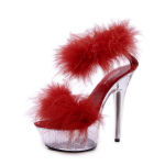 Naise k&otilde;rged kontsad stiletto Seksikas must veekindel platvorm Hate The Sky High karusnahast sandaalid Naistele Suvine 330 seeria 15 cm konts 5 cm platvorm LFD 42
