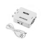 VAORLO Mini HD AV2VGA videomuunduri konverterkarp AV RCA CVBS-st VGA-ks videomuundur koos 3,5 mm heli-arvuti HDTV-muunduriga valge