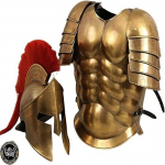 Messingviimistlusega keskaegne musklisoomus&uuml;likond Sparta kiiver, pruun antiikne