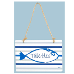 Les Tr&eacute;sors De Lily [R6516] &ndash; metallist uksesilt  Fish  sinine ja valge (vannituba) - 12x9 cm sinine