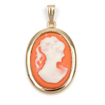 Les Tr&eacute;sors De Lily [R3662] - kullatud ripats  Cameo , kuldne oranž - 30x23 mm oranž