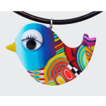 Les Tr&eacute;sors De Lily [R6481] &ndash; mitmev&auml;rviline k&auml;sit&ouml;&ouml;na valmistatud kaelakee Columbine & Harlequin &ndash; 50x40 mm (lind) mitmev&auml;rviline