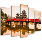 Viieosalise pildiga l&otilde;uendiprint Japan Bridge Trees Nature 100x70 beež