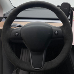 Auto Rooli Kate Rooli M&auml;his Suede Nahk Originaal Rooli Punutis Tesla Model 3 2015-2021 Model Y jaoks Style 15