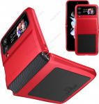 Alumiiniumraam, pehme kummist armor Funda Samsung Galaxy Z Flip 4 metallist &uuml;mbris koos hingekaitsega Galaxy Z Flip 4 5g &uuml;mbrisele For Galaxy Z Flip 4 punane